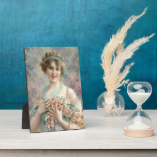 Girl with roses plaque