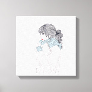 Girl with scarf cool graphic illustration canvas print