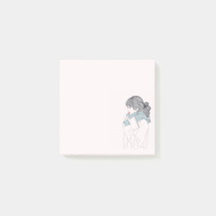 Girl with scarf cool graphic illustration post-it notes