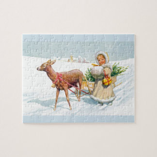 Girl with sleigh jigsaw puzzle