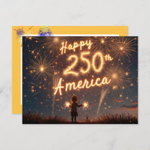 Girl With Sparklers For America's 250th Birthday Postcard