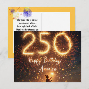 Girl With Sparklers For America's 250th Birthday Postcard
