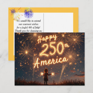 Girl With Sparklers For America's 250th Birthday Postcard