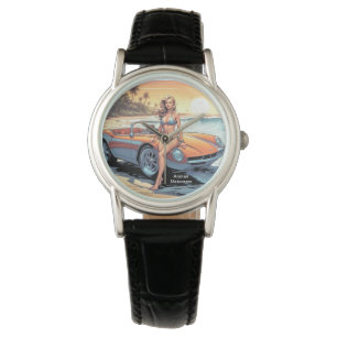 Girl with sports car watch