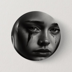 Girl with tears 2 inch round button