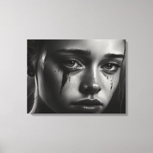 Girl with tears canvas print