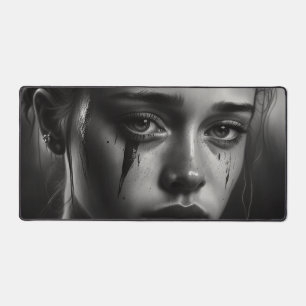 Girl with tears desk mat