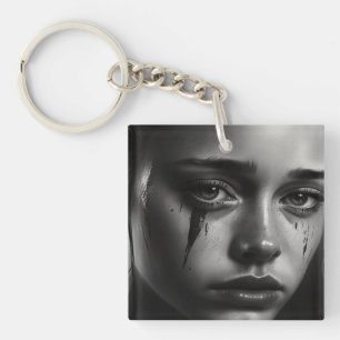 Girl with tears keychain
