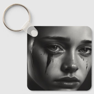 Girl with tears keychain