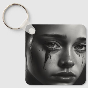 Girl with tears keychain