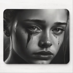 Girl with tears mouse pad