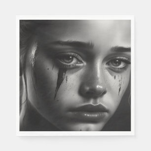 Girl with tears napkin