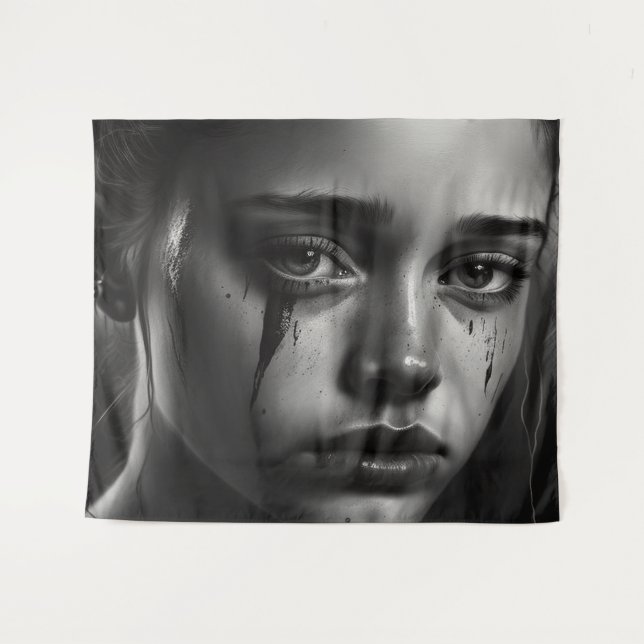 Girl with tears tapestry (Front (Horizontal))