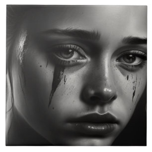 Girl with tears tile