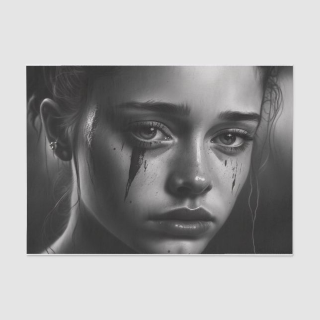 Girl with tears tissue paper (Front)