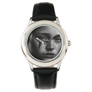 Girl with tears watch