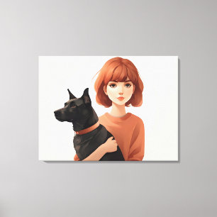 Girl with the dog canvas print