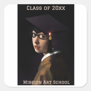 Girl with the Glasses Graduation Square Sticker