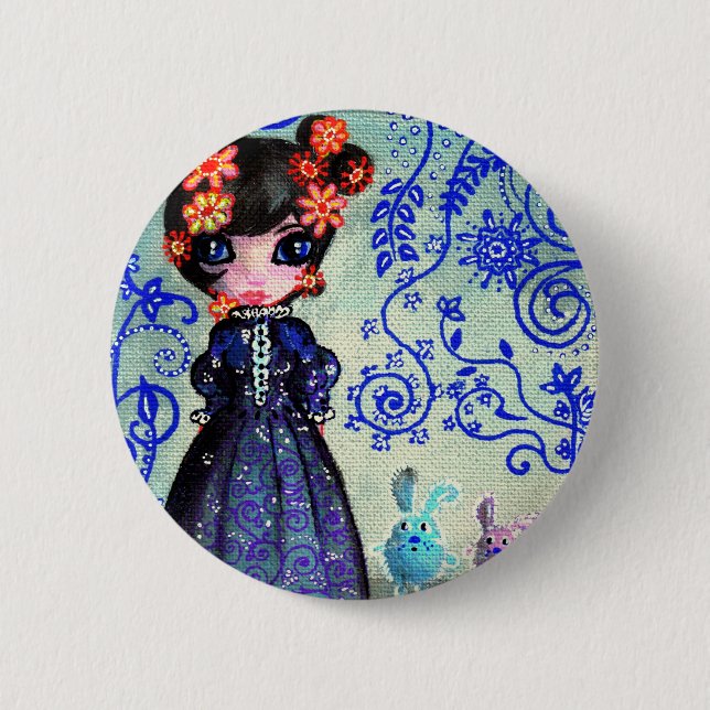 girl with the lapinous 2 inch round button (Front)