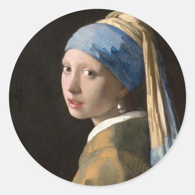 Girl with the pearl earring - Johannes Vermeer Classic Round Sticker (Front)