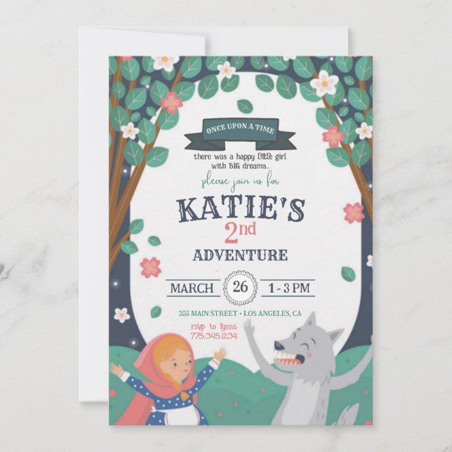 Girl with the Wolf Birthday Invitation (Front)