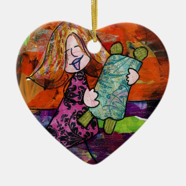 Girl with Torah Ceramic Ornament (Front)