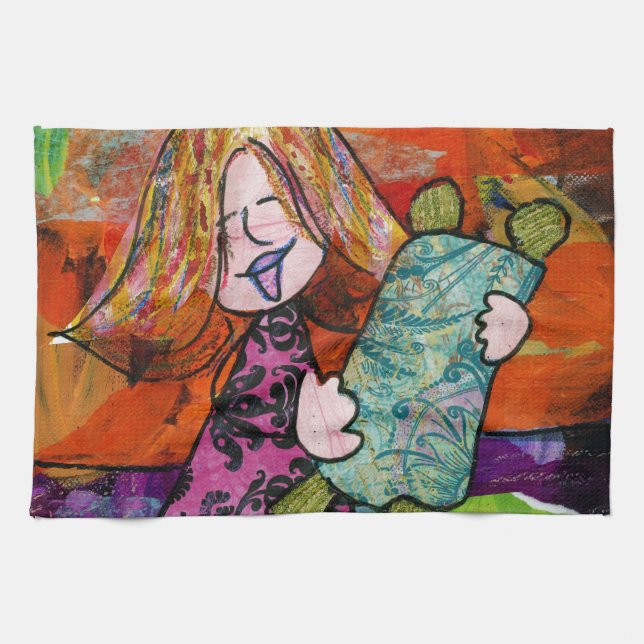 Girl with Torah Kitchen Towel (Horizontal)