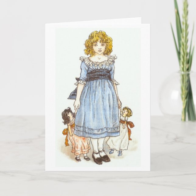 Girl With Two Dolls, Greeting Card (Front)