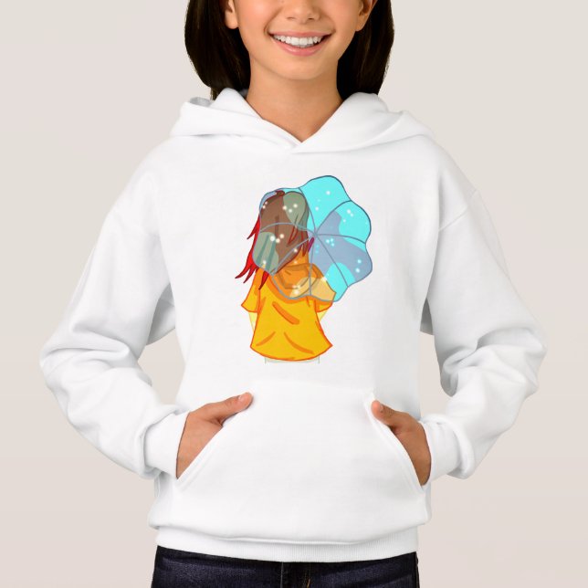 Girl with Umbrella in Wind Drawing  (Front)