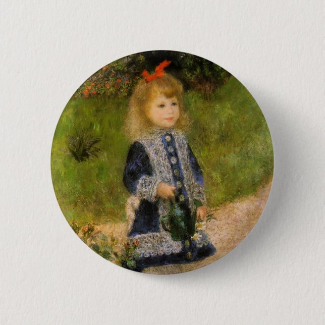 Girl with Watering Can 2 Inch Round Button (Front)