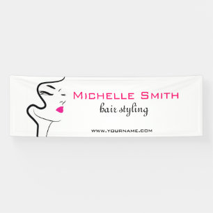 Girl with wavy hair Hairstyling branding icon Banner