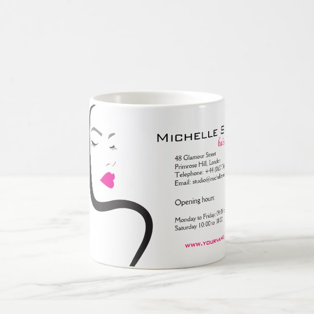 Girl with wavy hair Hairstyling branding icon Coffee Mug (Center)