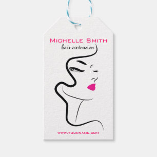 Girl with wavy hair Hairstyling branding icon Gift Tags