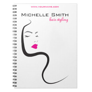 Girl with wavy hair Hairstyling branding icon Notebook