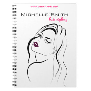 Girl with wavy hair Hairstyling branding icon Notebook