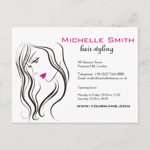Girl with wavy hair Hairstyling branding icon Postcard