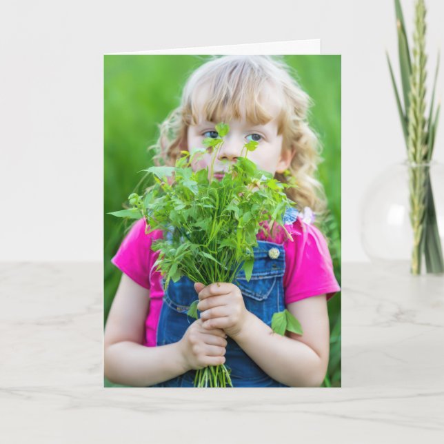 Girl With Weeds For Mom Card (Front)
