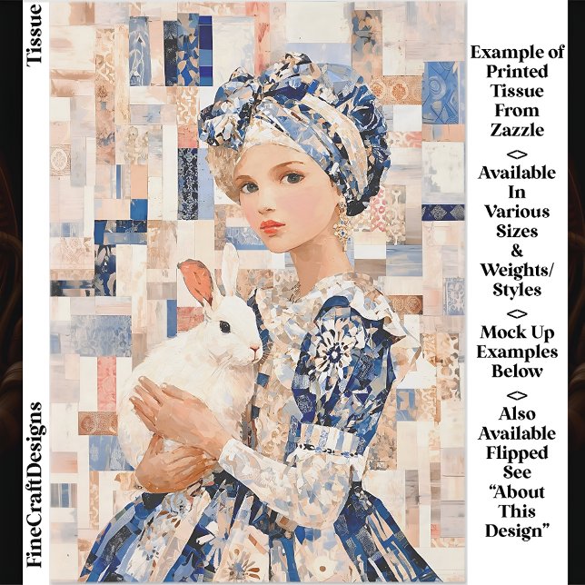 Girl with White Rabbit, Patchwork EB9L Decoupage Tissue Paper (Creator Uploaded)