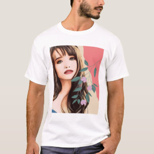 Girl woman female lady pretty face, portrait art T-Shirt