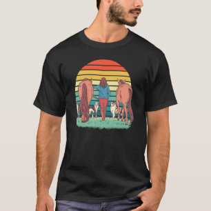 Girl Woman Walking Dogs And Horses Dog Horse Des T-Shirt