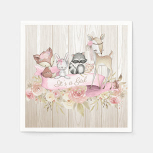 Girl Woodland Animal Baby Shower Napkin
