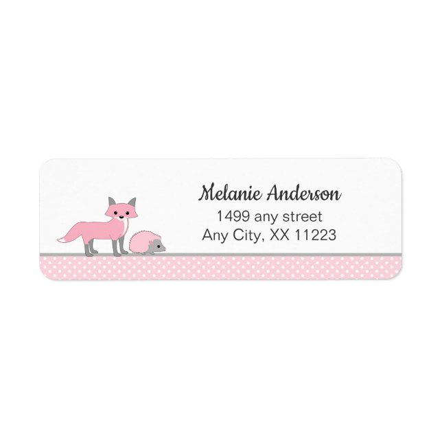 Girl woodland animal baby shower return address (Front)