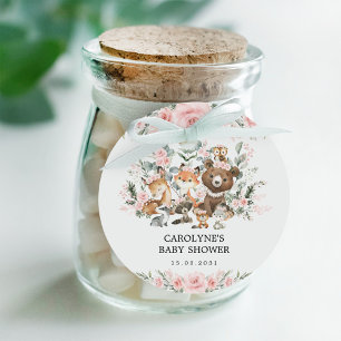 Girl Woodland Animals Floral Greenery Baby Shower Favour Tags
