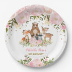 Girl Woodland Animals Pink Floral Forest Birthday