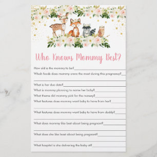 Girl Woodland Floral Who Knows Mommy Best Game