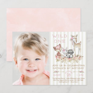 Girl Woodland Photo Birthday Party Invitation