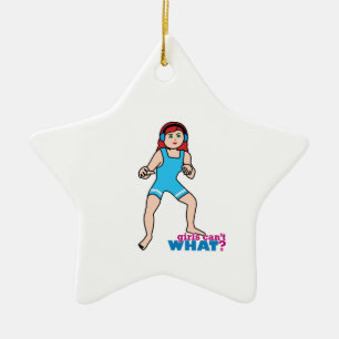 Girl Wrestler Ceramic Ornament