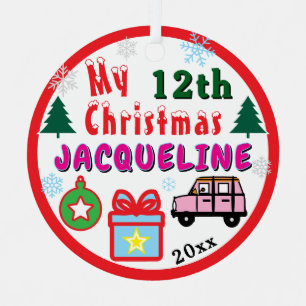 ' Girl Yearly Christmas Pink Car Metal Ornament