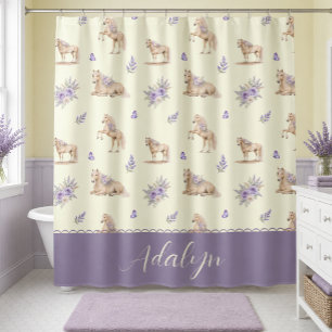 Girl Yellow Purple Horse Floral Pattern Monogram