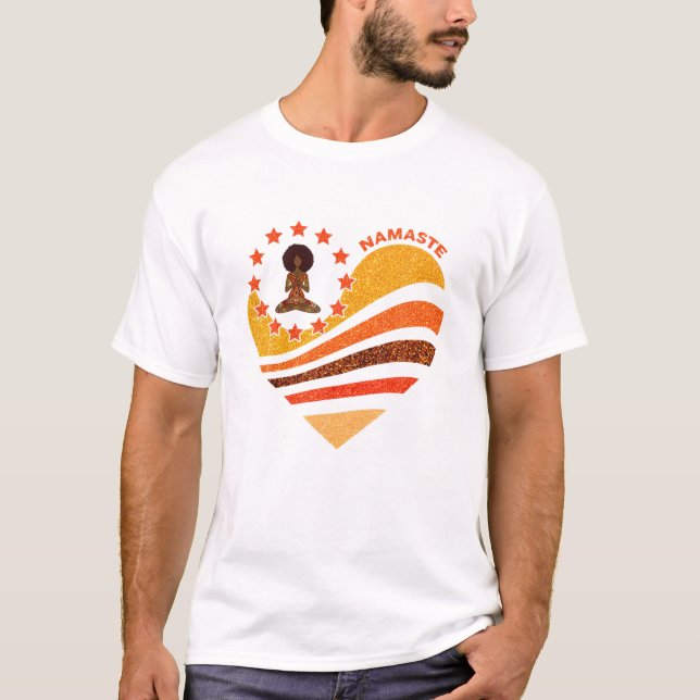 Girl Yoga Namaste Heart T-Shirt (Front)